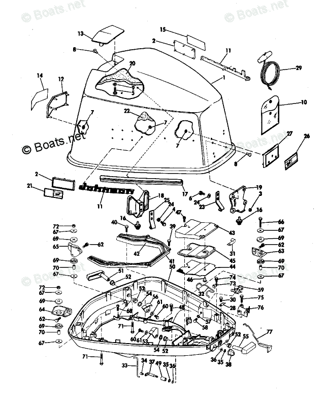 Johnson Outboard Parts by Year 1971 OEM Parts Diagram for Motor Cover