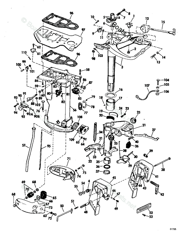 Johnson Outboard 33HP OEM Parts Diagram for Lower Unit Group