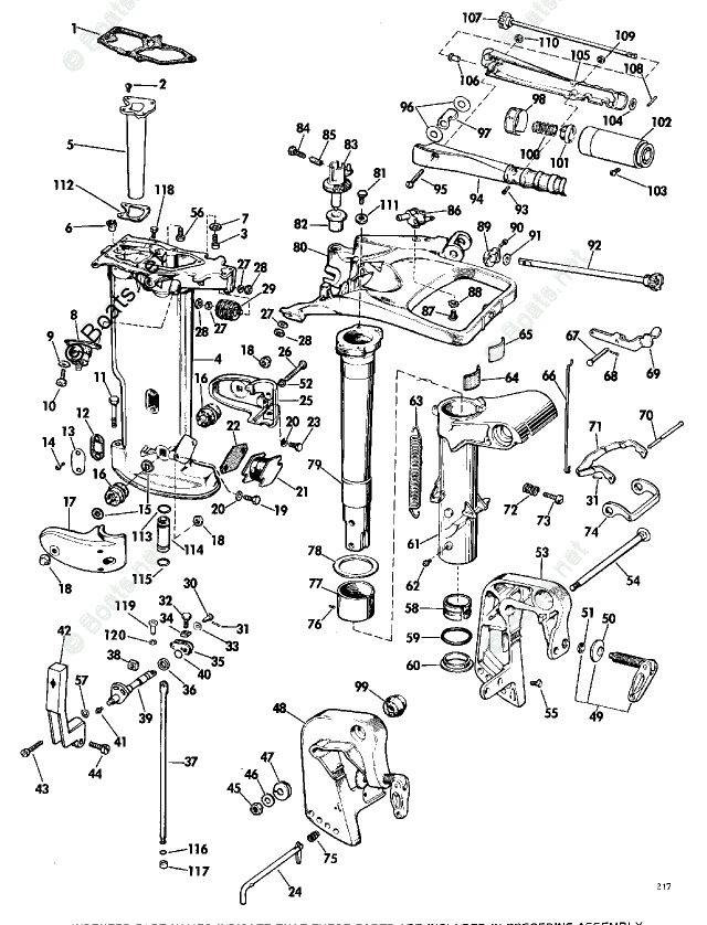 Evinrude Outboard Parts by HP 18HP OEM Parts Diagram for Lower Unit