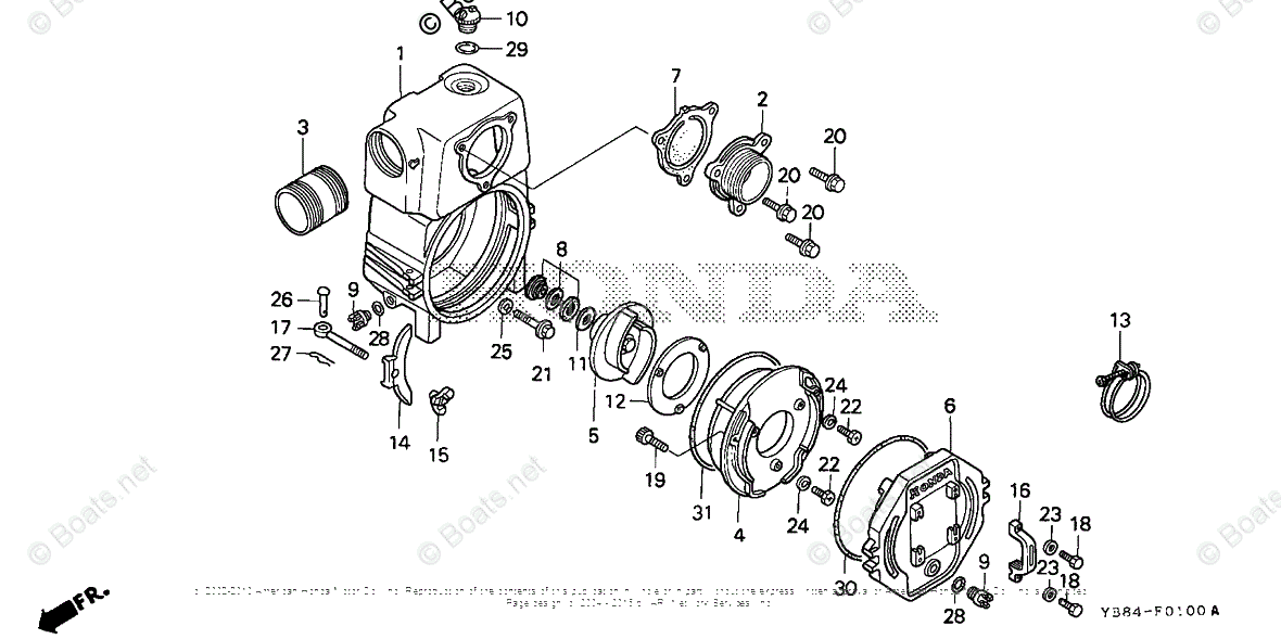 Honda Water Pumps Wt30xk1 Cr Vin Waf 1000001 To Waf 1099999 Oem Parts Diagram For Casing