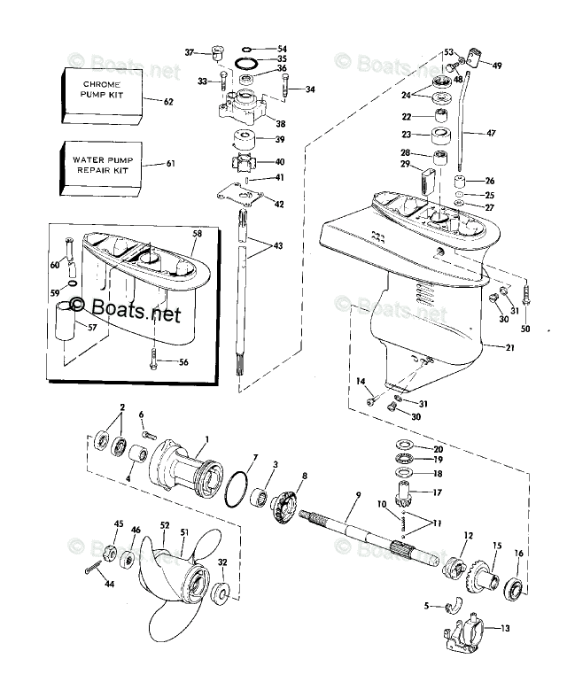 Johnson Outboard 15HP OEM Parts Diagram for Gearcase | Boats.net