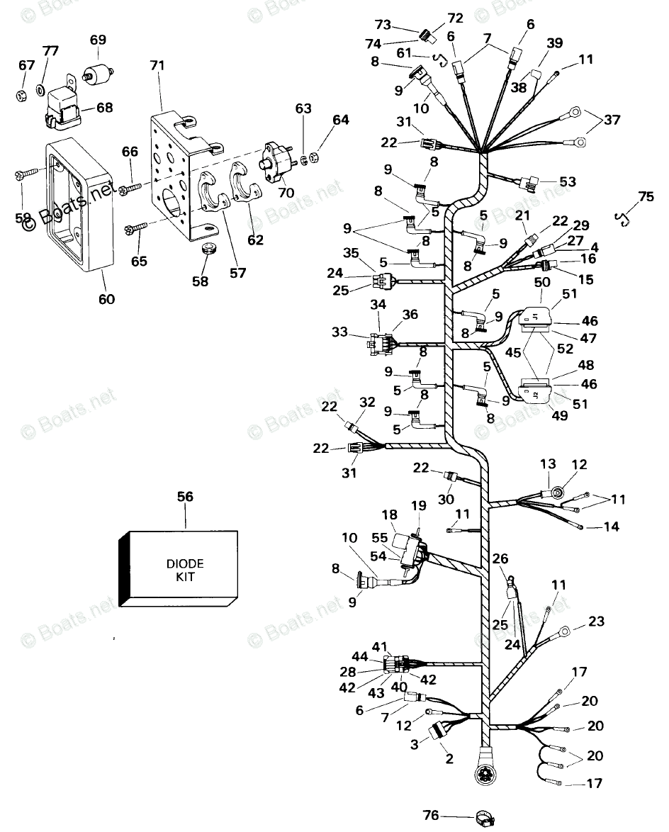 OMC Sterndrive 8.20L 502 CID V8 OEM Parts Diagram for Engine Wire ...