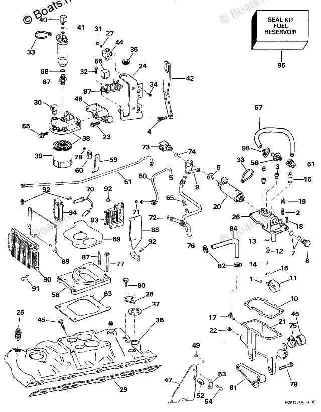 OMC Sterndrive Parts 5.70 Liter OEM Parts Diagram for Fuel System