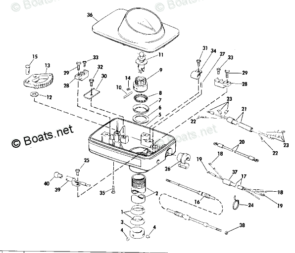OMC Trolling Motor 12 Volt OEM Parts Diagram for Steering Housing Group/Foot Control
