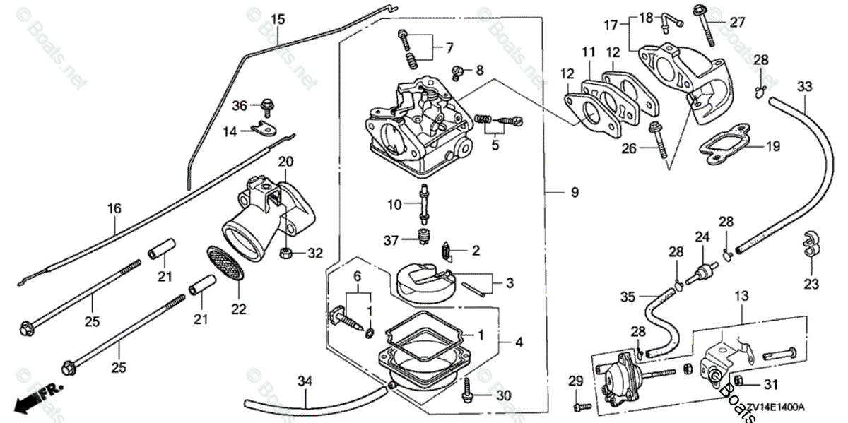 Honda Outboard 2007 And Later OEM Parts Diagram for CARBURETOR | Boats.net