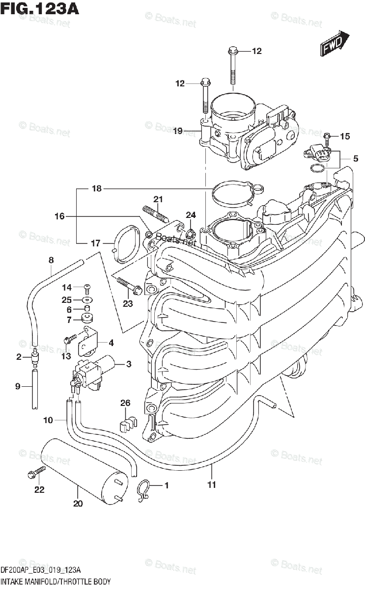 Suzuki Outboard 2019 OEM Parts Diagram for INTAKE MANIFOLD/THROTTLE ...