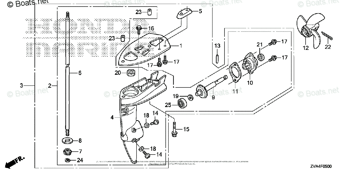 Honda Outboard 2007 And Later OEM Parts Diagram for GEAR CASE
