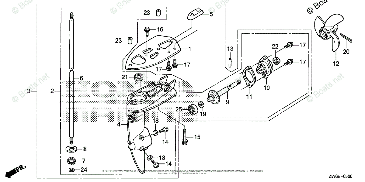 Honda Outboard 2007 And Later OEM Parts Diagram for GEAR CASE