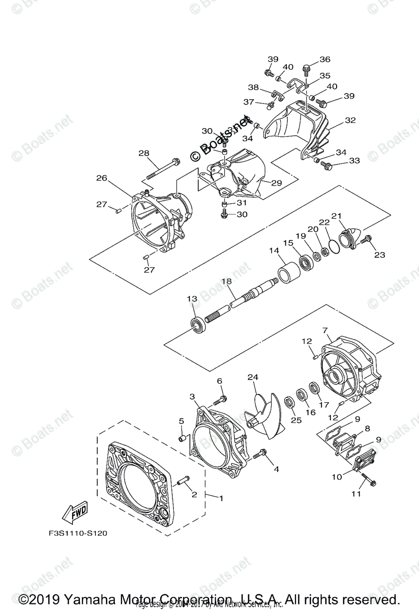 Yamaha Boats 2017 OEM Parts Diagram for Jet Unit 1