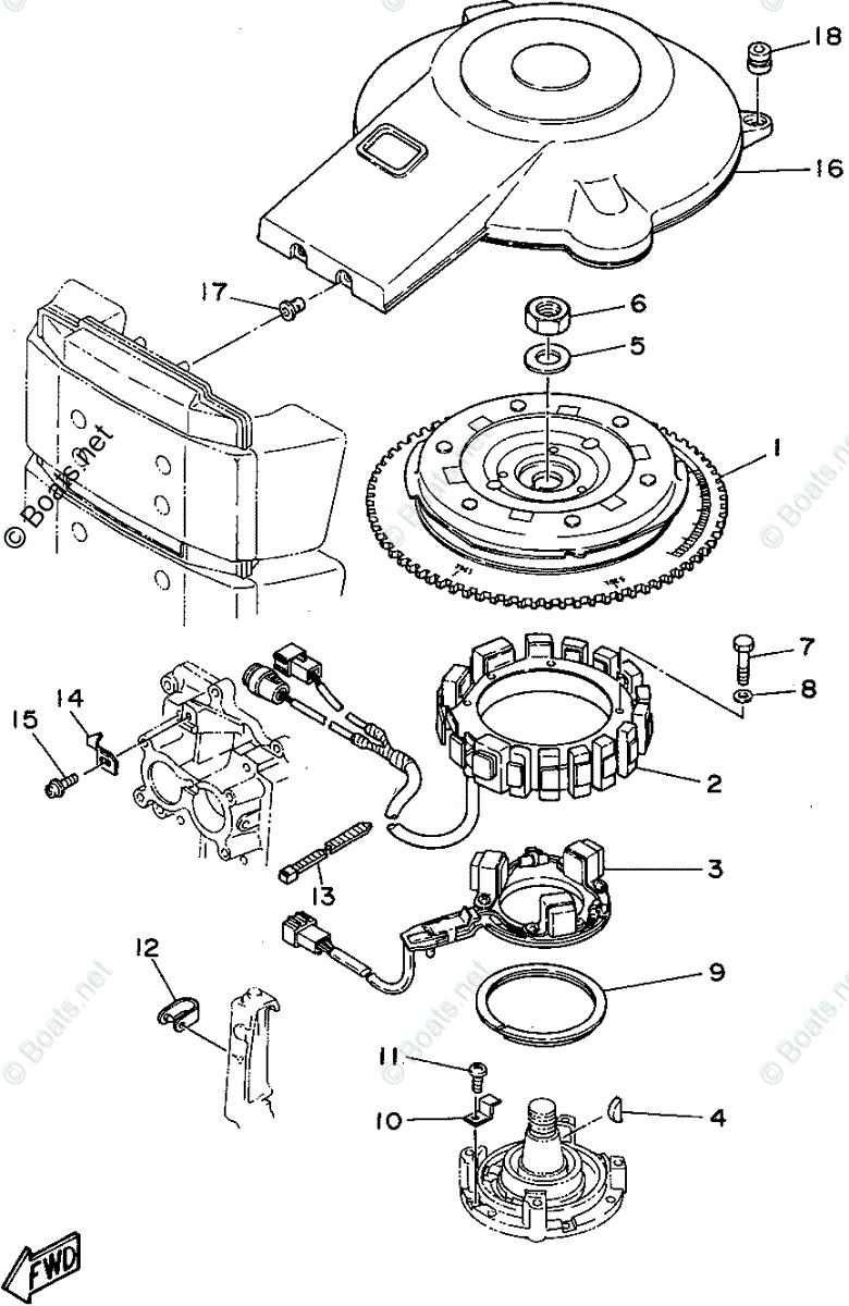 mnmページ Yamaha Outboard 1995 OEM Parts Diagram for MAGNETO | Boats.net