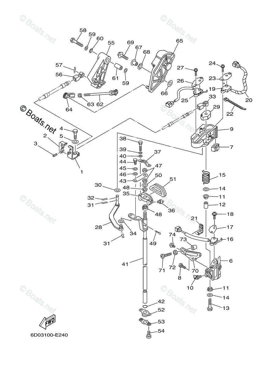 Yamaha Outboard 2005 OEM Parts Diagram for Control | Boats.net