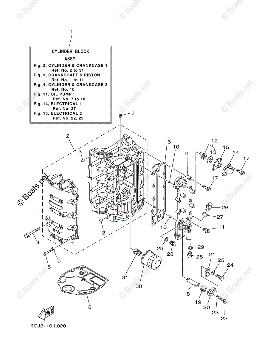 Yamaha Outboard 2012 OEM Parts Diagram for Cylinder Crankcase 1 | Boats.net