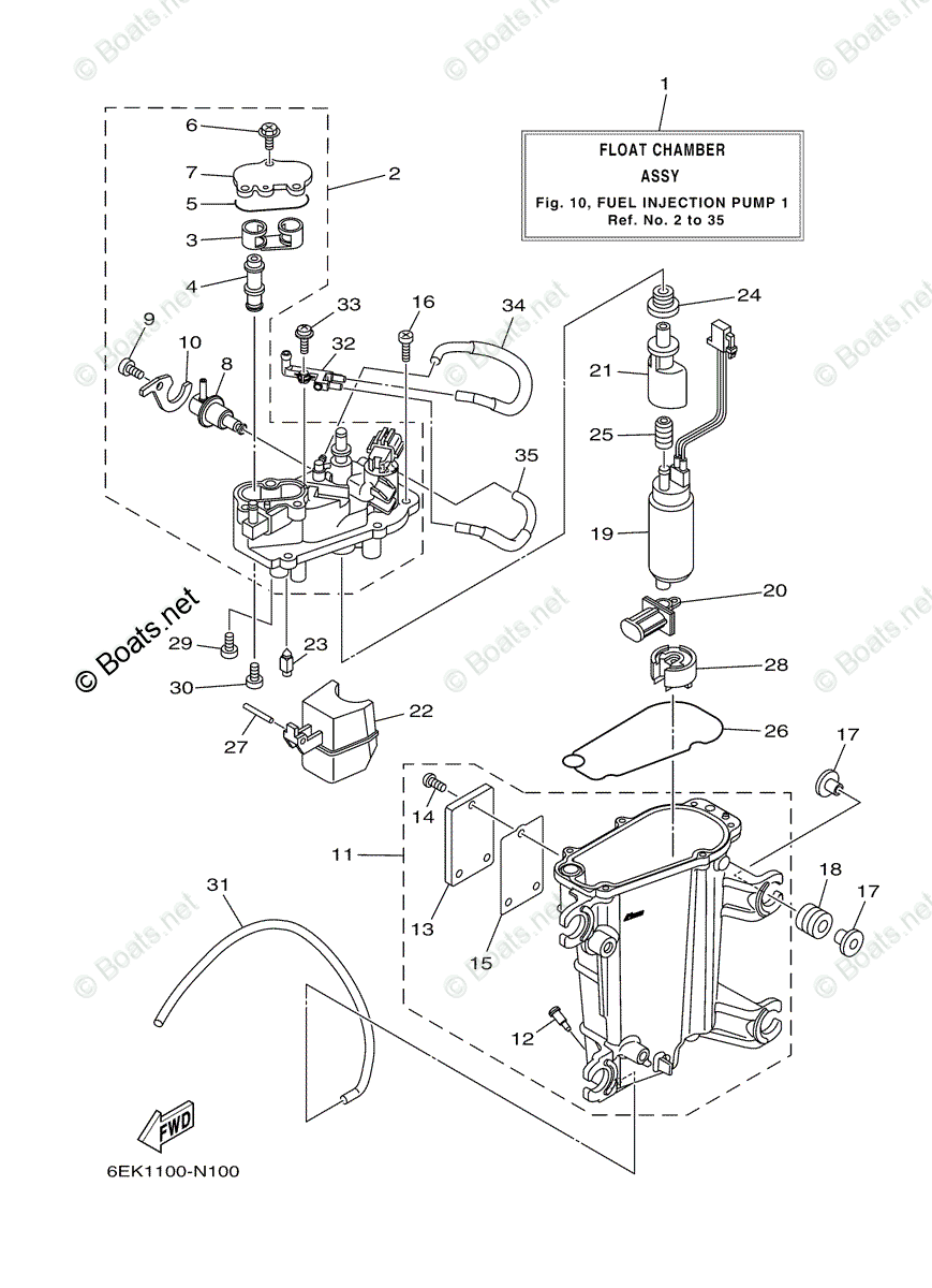 Yamaha Outboard 2015 OEM Parts Diagram for Fuel Injection Pump 1 ...