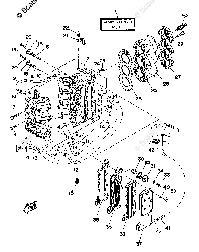 Yamaha Outboard 1988 OEM Parts Diagram for Crankcase - Cylinder | Boats.net