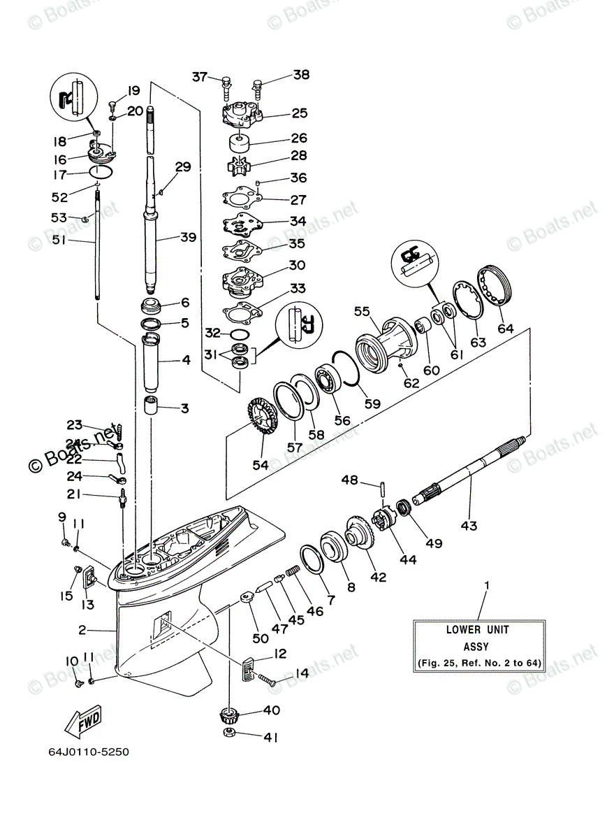 Yamaha Outboard 2000 OEM Parts Diagram for LOWER CASING DRIVE 1 T50TLRY ...