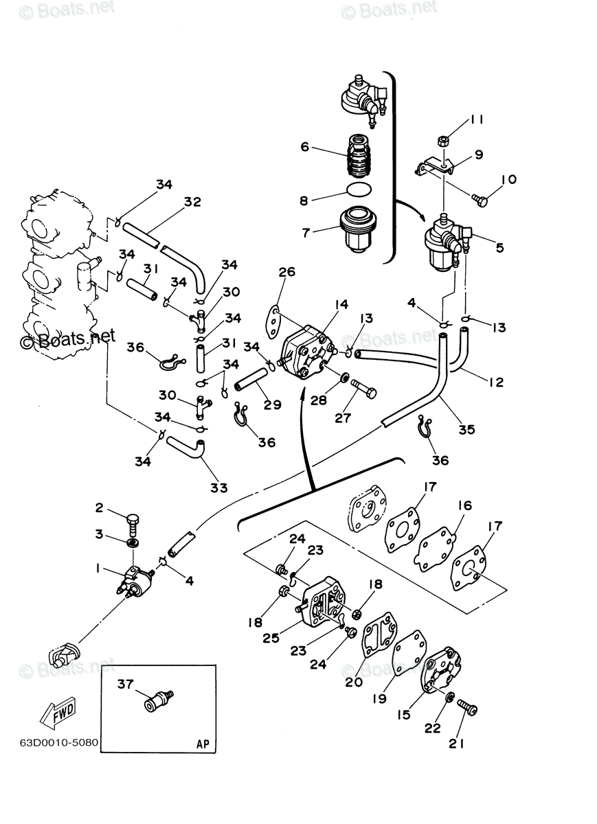 Yamaha Outboard 2008 OEM Parts Diagram for Fuel 1 | Boats.net