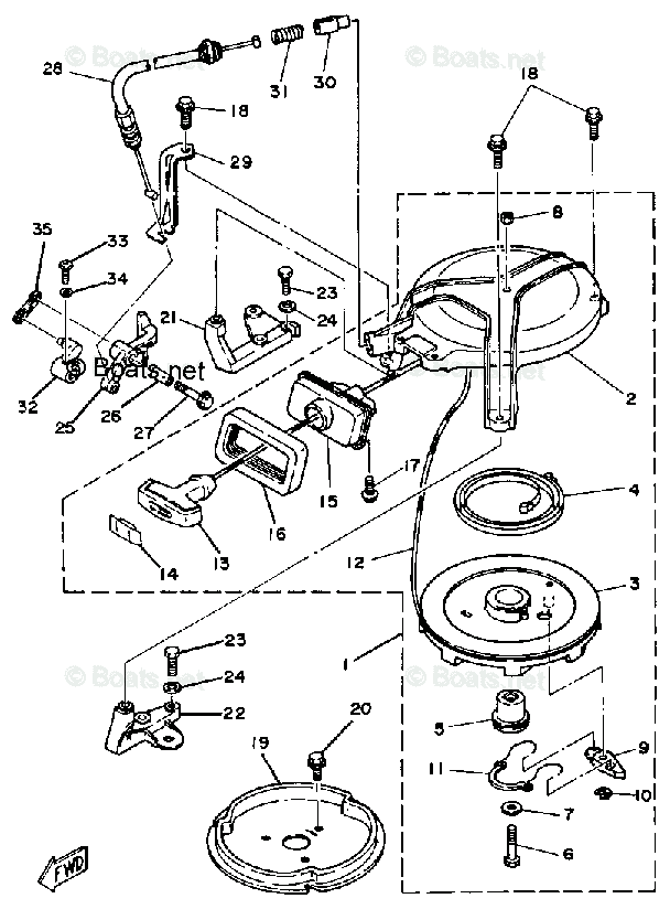 Yamaha Outboard 1985 OEM Parts Diagram for Manual Starter (8SK 8LK ...