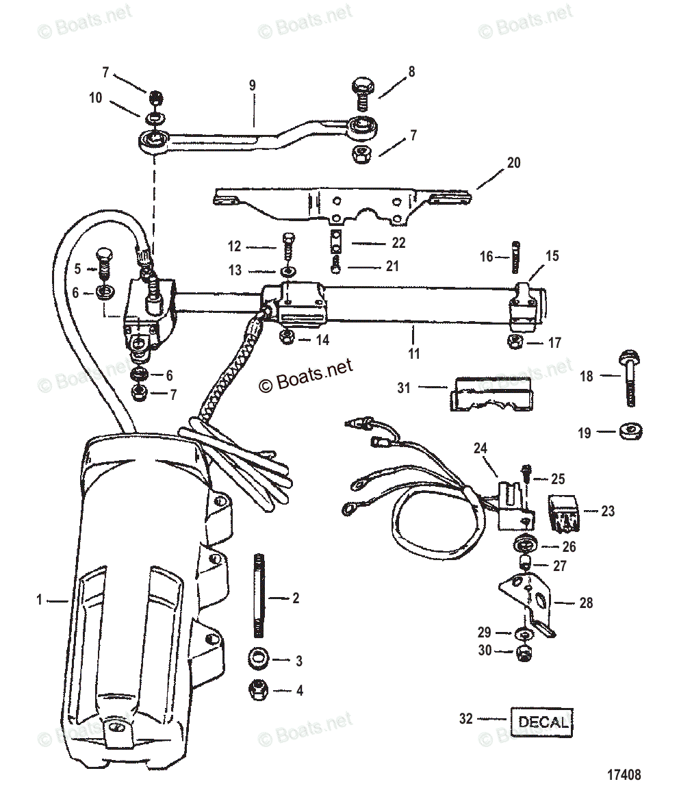 Mercury Outboard 150HP OEM Parts Diagram for TRANSOM MOUNT POWER