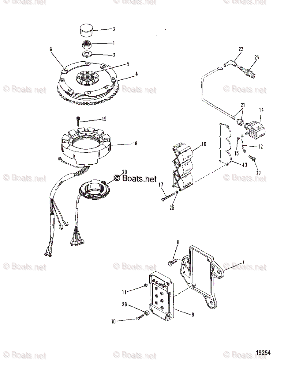 Mercury Outboard 60HP OEM Parts Diagram for Flywheel, Switch Box ...