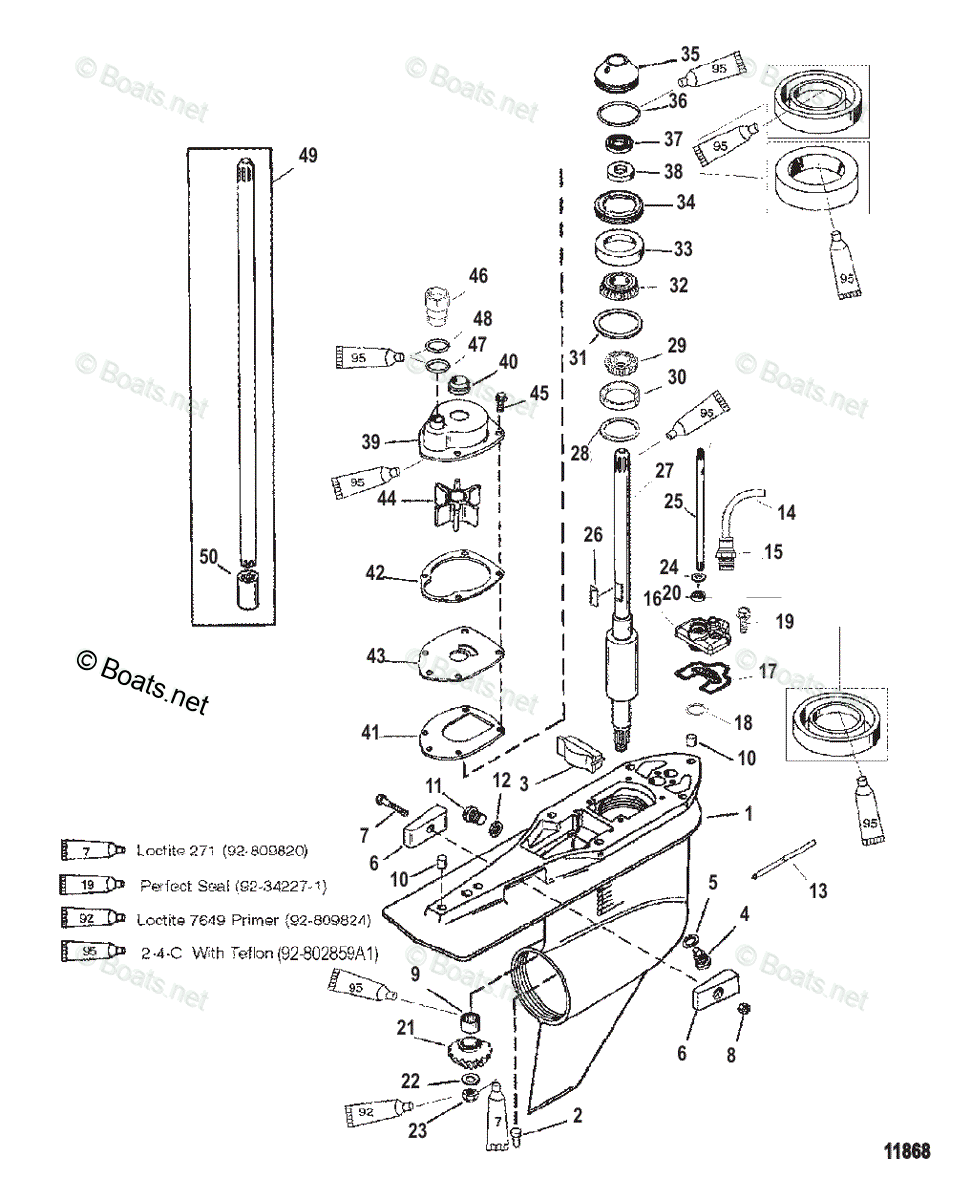 Mercury Outboard 300HP OEM Parts Diagram For Gear Housing, Driveshaft ...