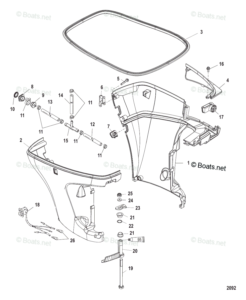 Mercury Outboard 115HP OEM Parts Diagram For BOTTOM COWL | Boats.net