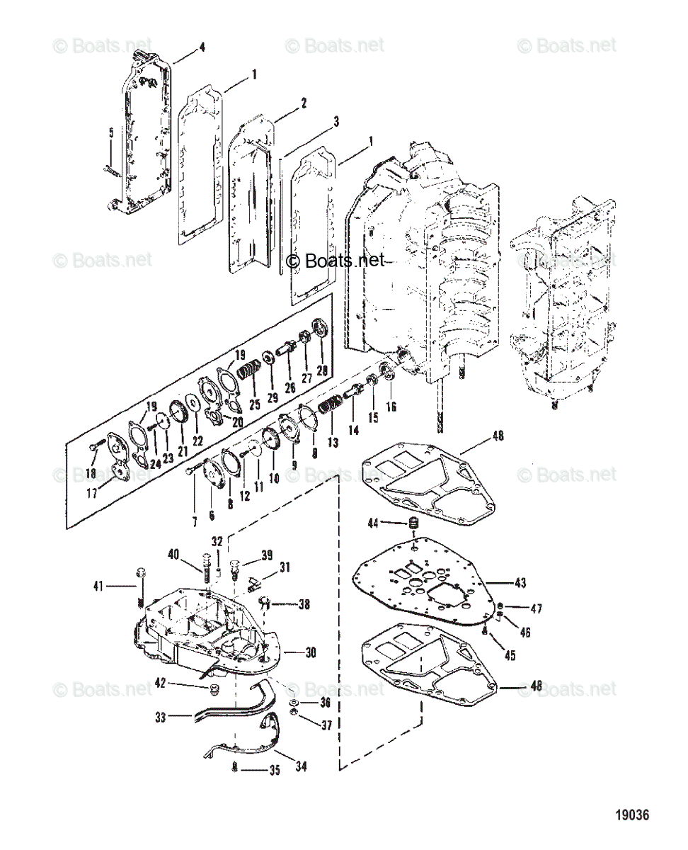 Mercury Outboard 150HP OEM Parts Diagram for EXHAUST MANIFOLD AND ...