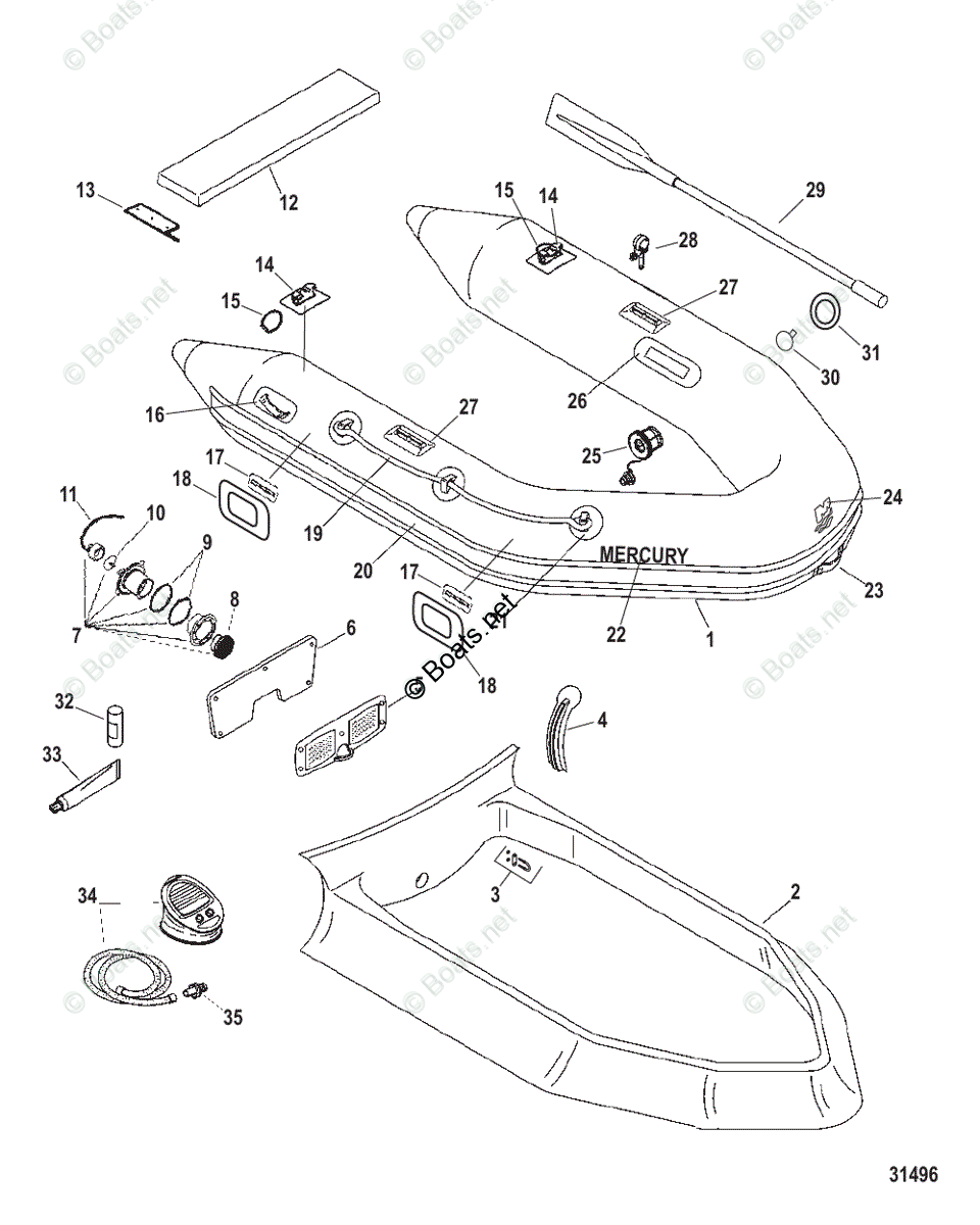 Mercury Inflatable Boats 2006 OEM Parts Diagram for Dynamic Inflatables