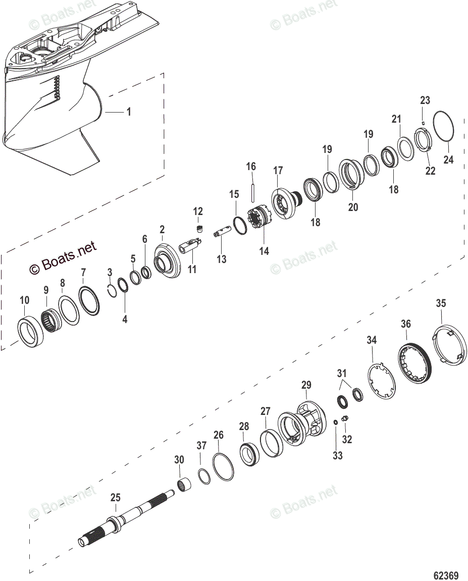 Mercury Outboard 150HP OEM Parts Diagram for Gear Housing, Propeller ...