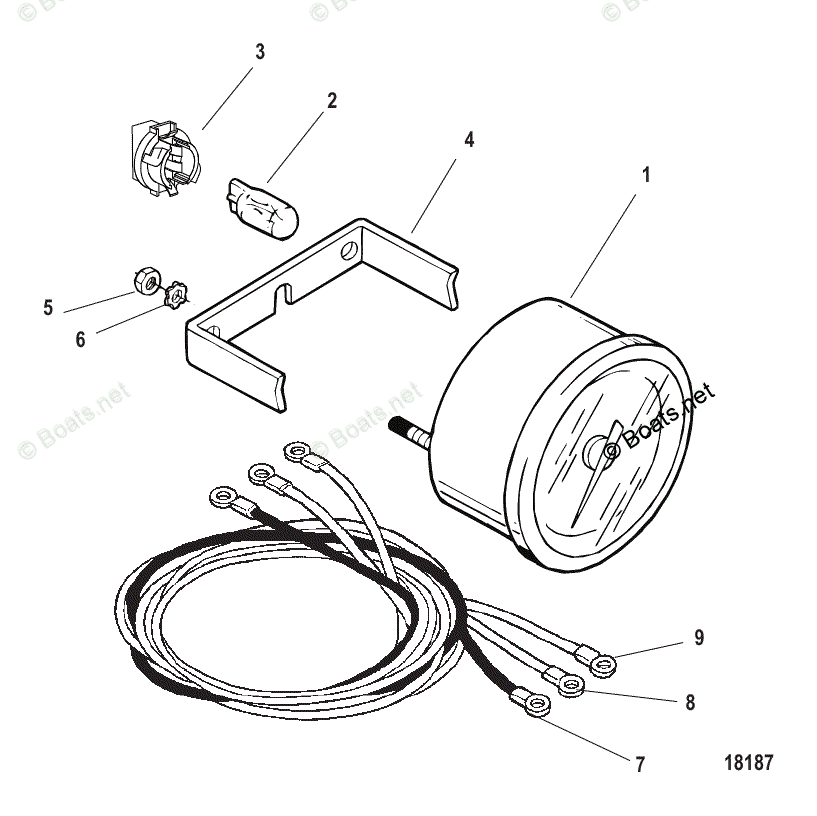 Mercury Rigging Parts & Accessories Analog Gauges OEM Parts Diagram for