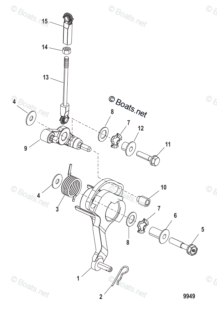 Mercury Outboard 90HP OEM Parts Diagram for Throttle Lever and Linkage ...