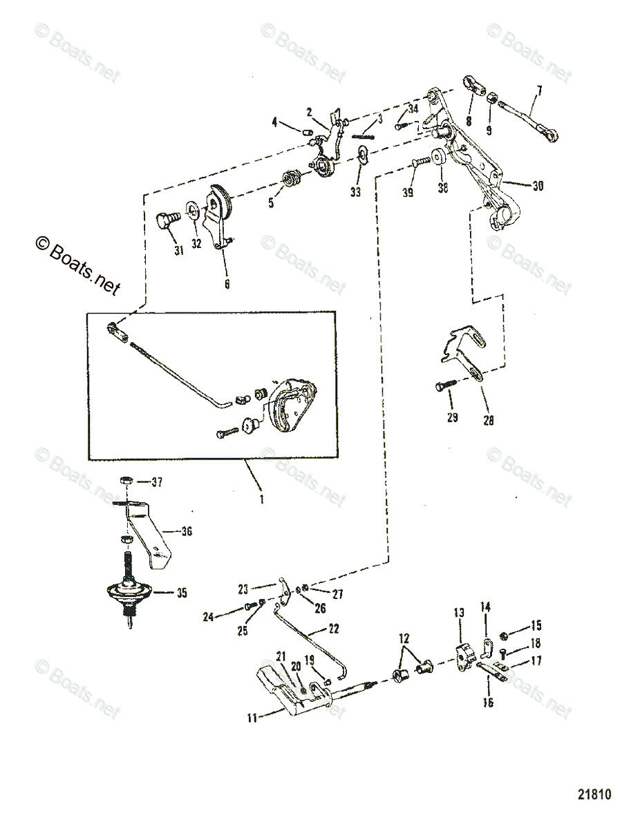 Mercury Outboard 25HP OEM Parts Diagram for Throttle and Shift Linkage