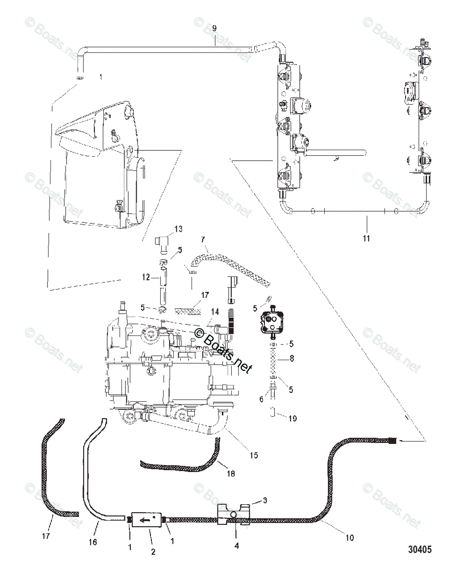 Mercury Outboard 225HP OEM Parts Diagram for Fuel System