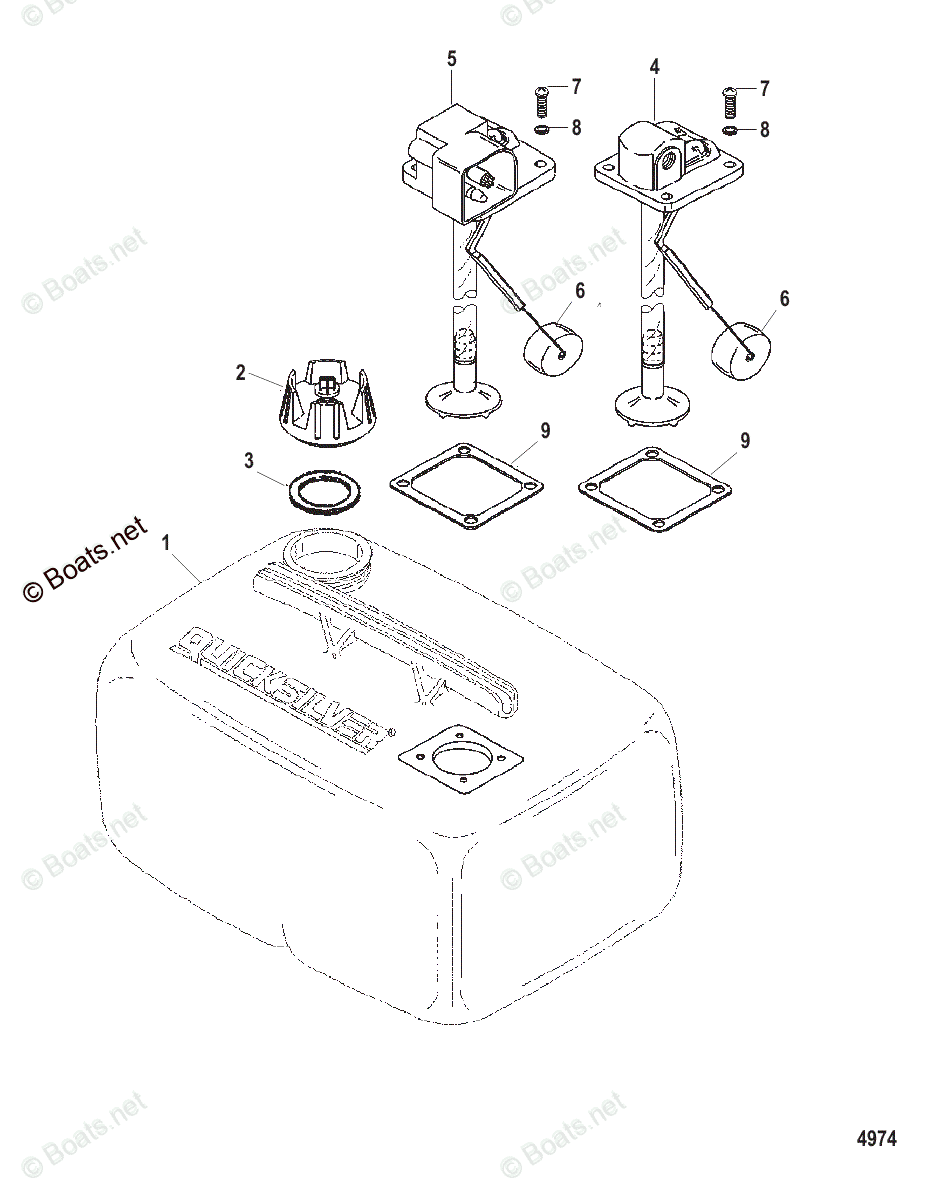 Mercury Outboard 9.9HP OEM Parts Diagram for Fuel Tank Assembly (6.6 ...