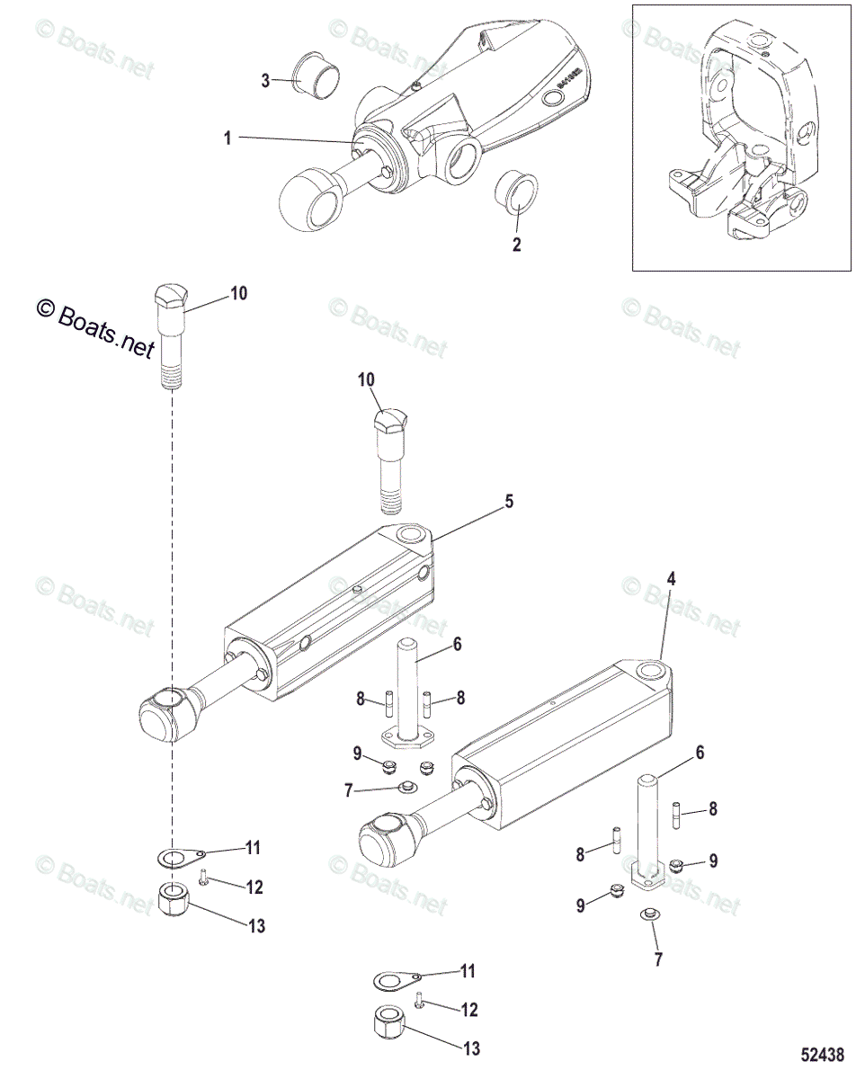 Mercruiser Sterndrive Transoms OEM Parts Diagram for Trim and Steering