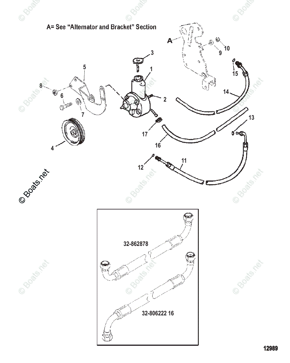 Mercruiser Sterndrive Gas Engines OEM Parts Diagram for Power Steering