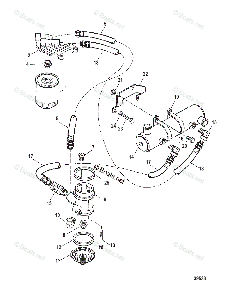 Mercruiser Inboard Gas Engines OEM Parts Diagram for Oil Filter and ...