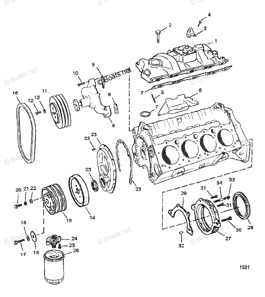 Mercruiser Inboard Gas Engines OEM Parts Diagram for INTAKE MANIFOLD ...