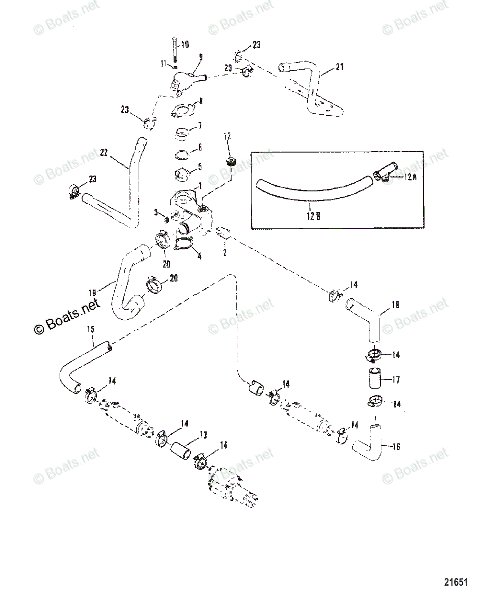 Mercruiser Sterndrive Gas Engines OEM Parts Diagram for Thermostat Housing(420)