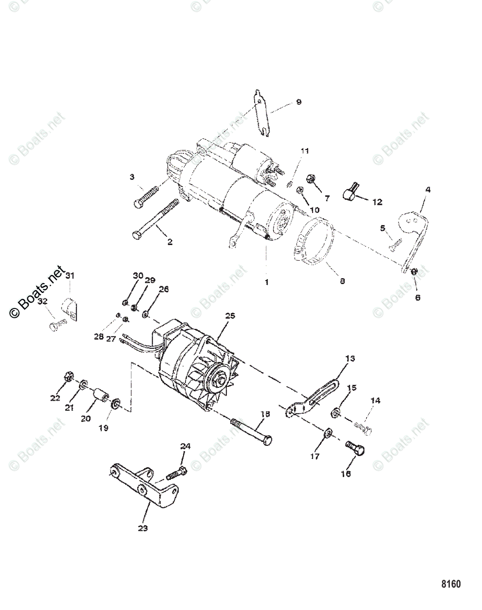 Mercruiser Sterndrive Gas Engines OEM Parts Diagram For STARTER MOTOR ...