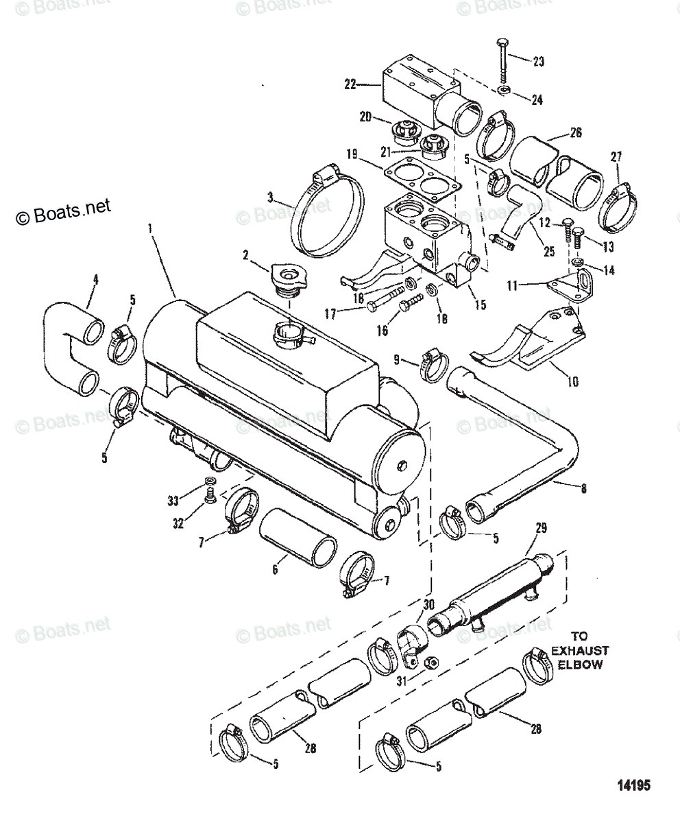 Mercruiser Inboard Diesel Engines OEM Parts Diagram for Heat Exchanger