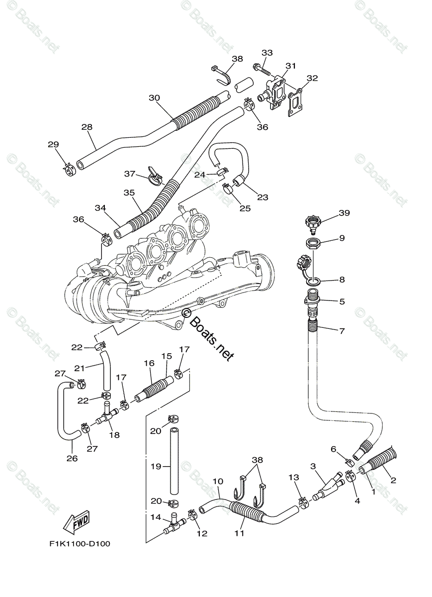 Yamaha Waverunner 2006 OEM Parts Diagram for Exhaust 2