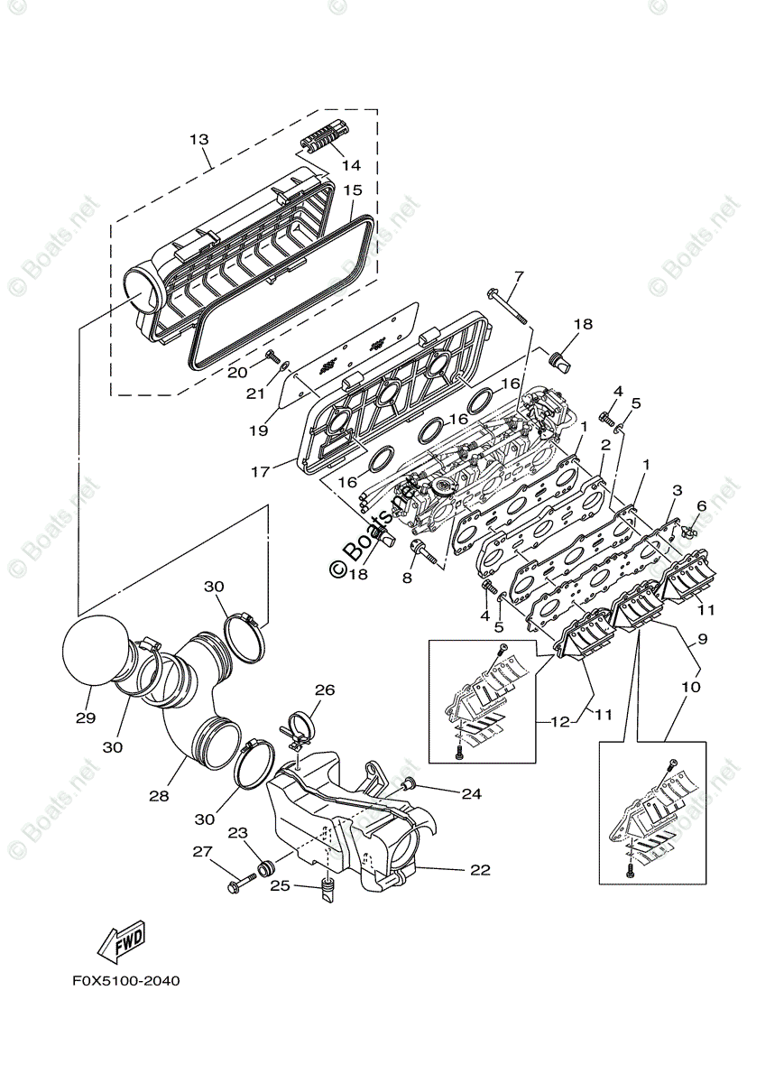 Yamaha Waverunner 2002 OEM Parts Diagram for INTAKE | Boats.net