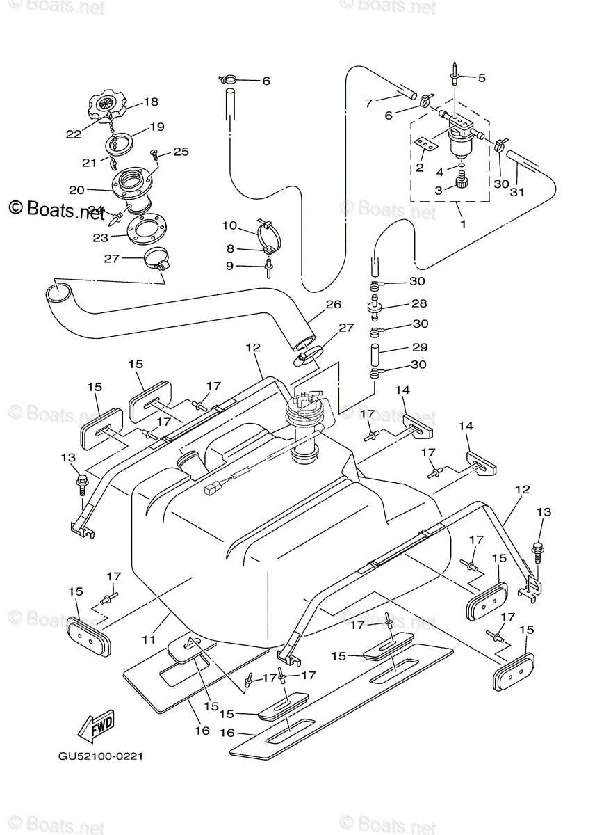 Yamaha Waverunner 2003 OEM Parts Diagram for FUEL TANK | Boats.net