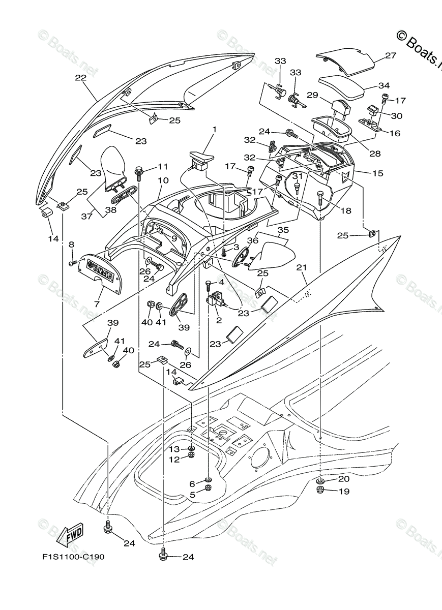 Yamaha Waverunner 2004 OEM Parts Diagram for Engine Hatch 1 