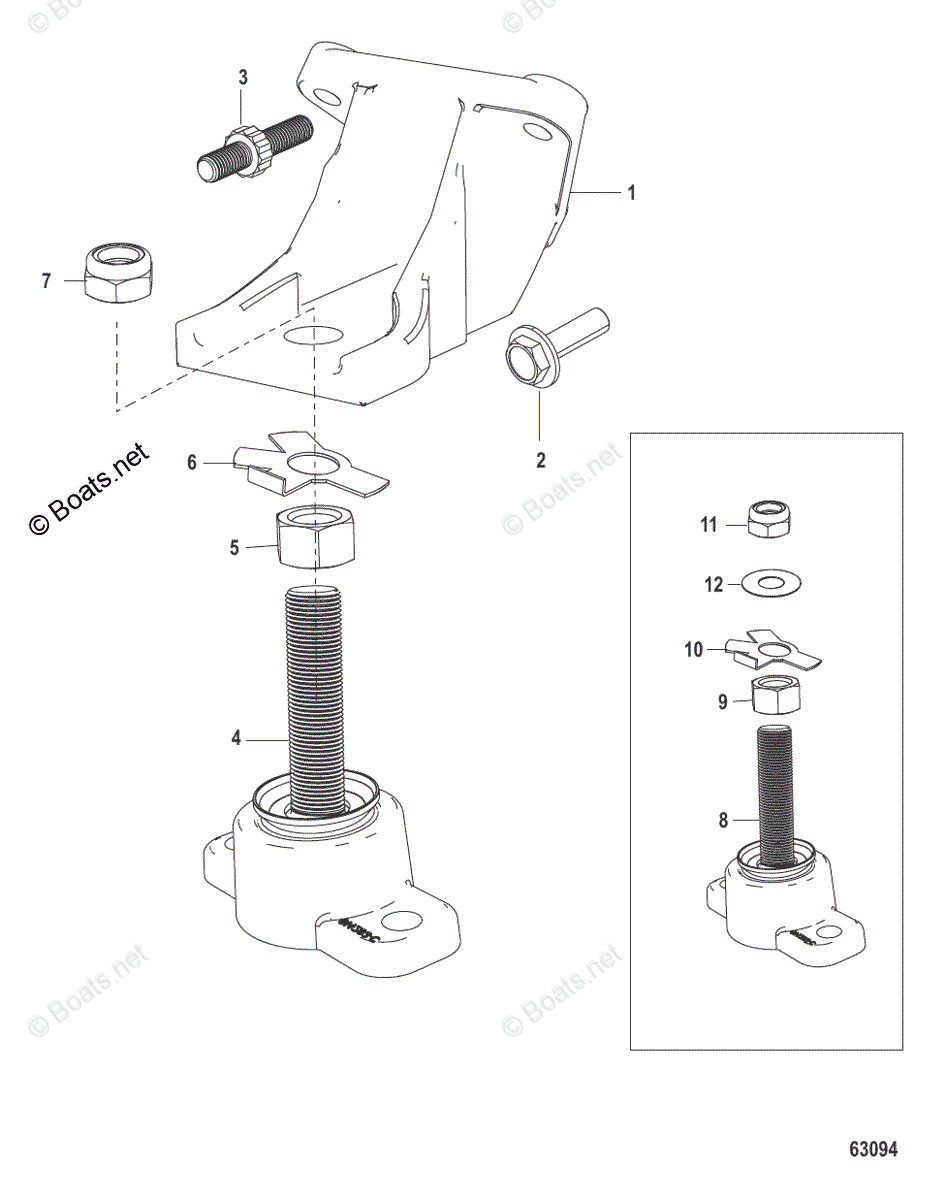 Mercruiser Sterndrive Gas Engines OEM Parts Diagram for Engine Mounts