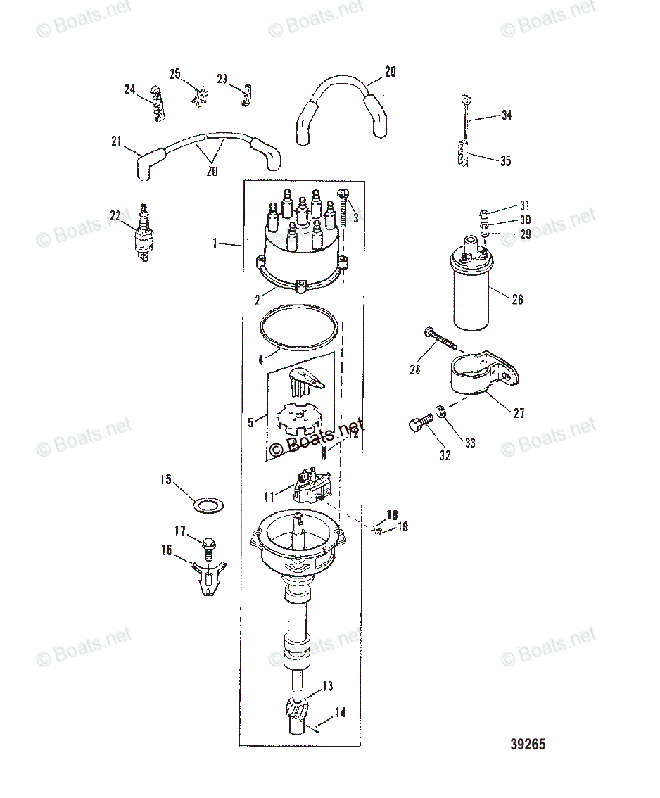 Mercruiser Sterndrive Gas Engines OEM Parts Diagram For DISTRIBUTOR AND ...