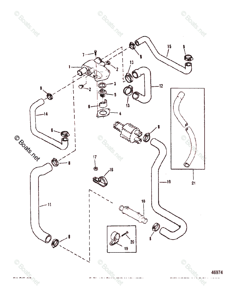 Mercruiser Sterndrive Gas Engines OEM Parts Diagram for THERMOSTAT