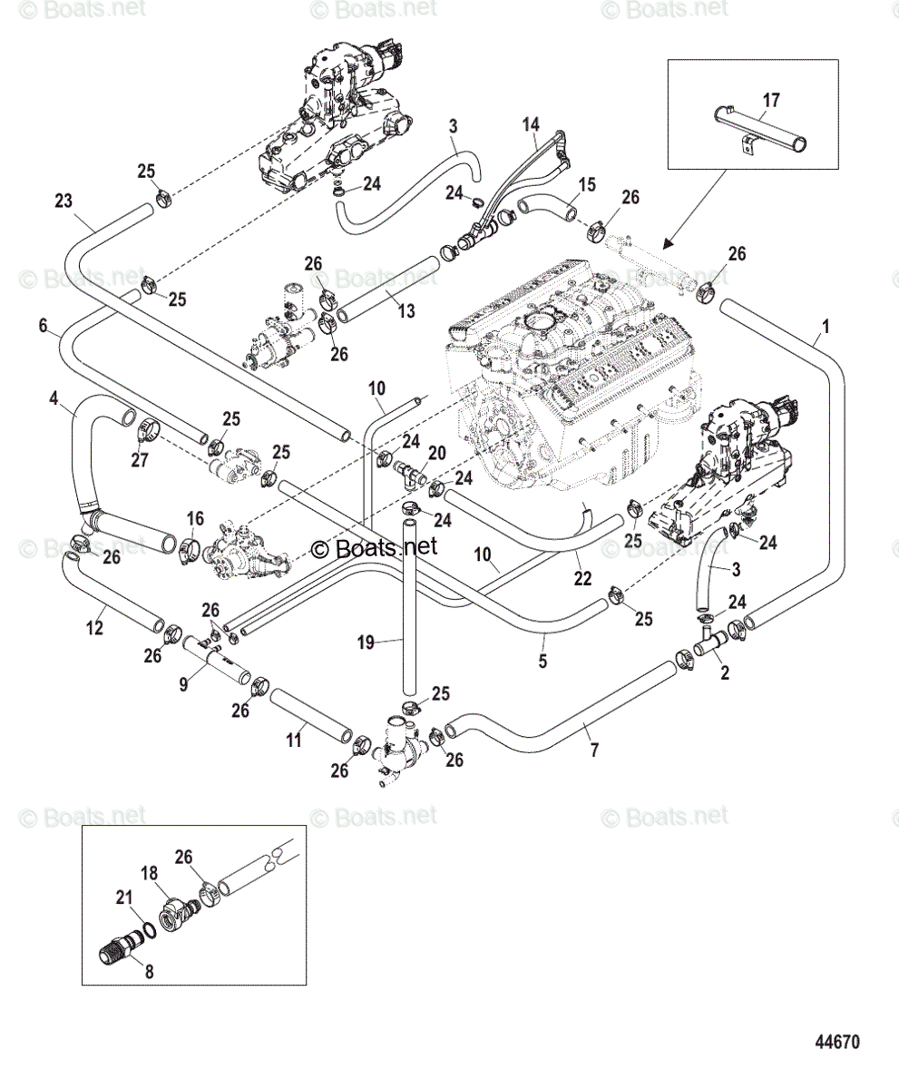 Mercruiser Sterndrive Gas Engines OEM Parts Diagram for Standard