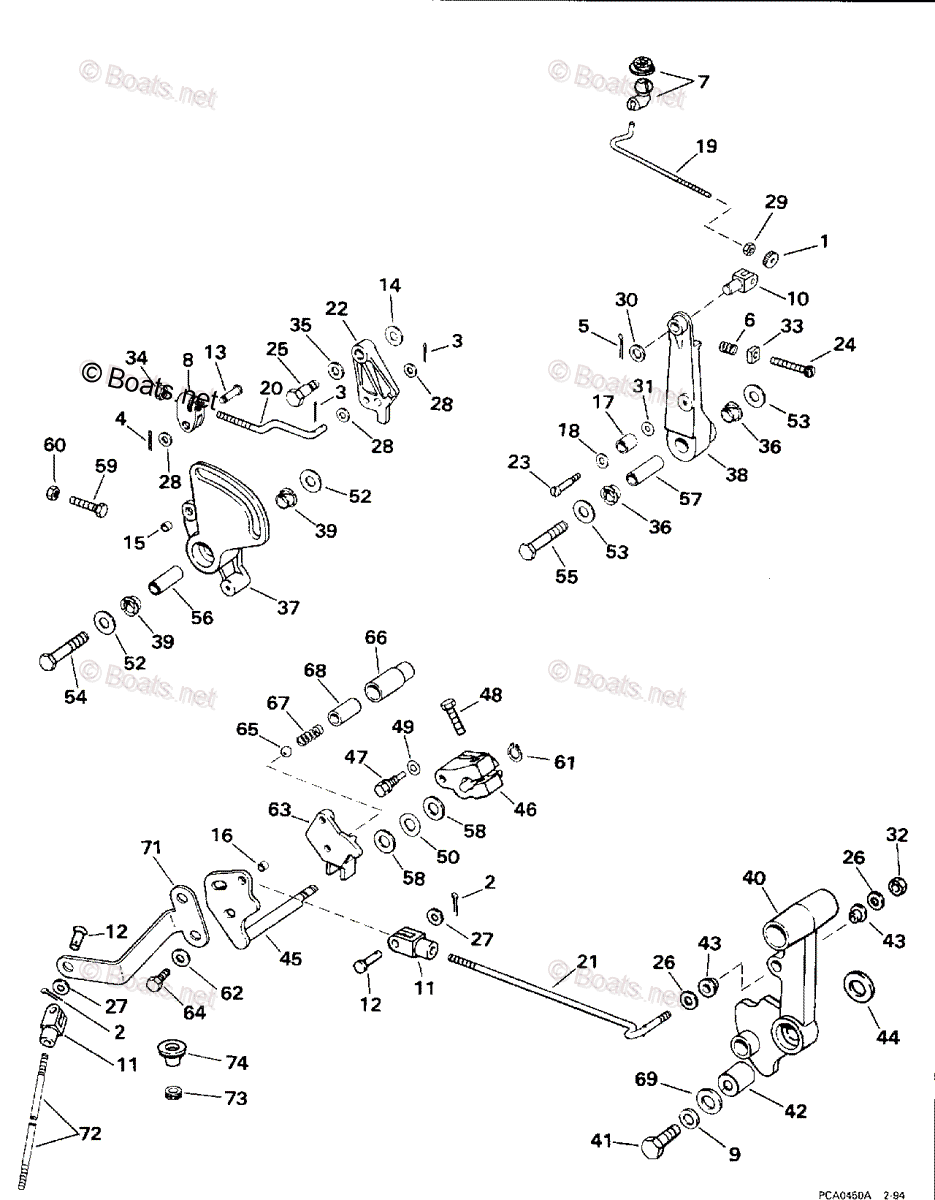 ジョンションページ Johnson Outboard 1994 OEM Parts Diagram for Shift & Throttle