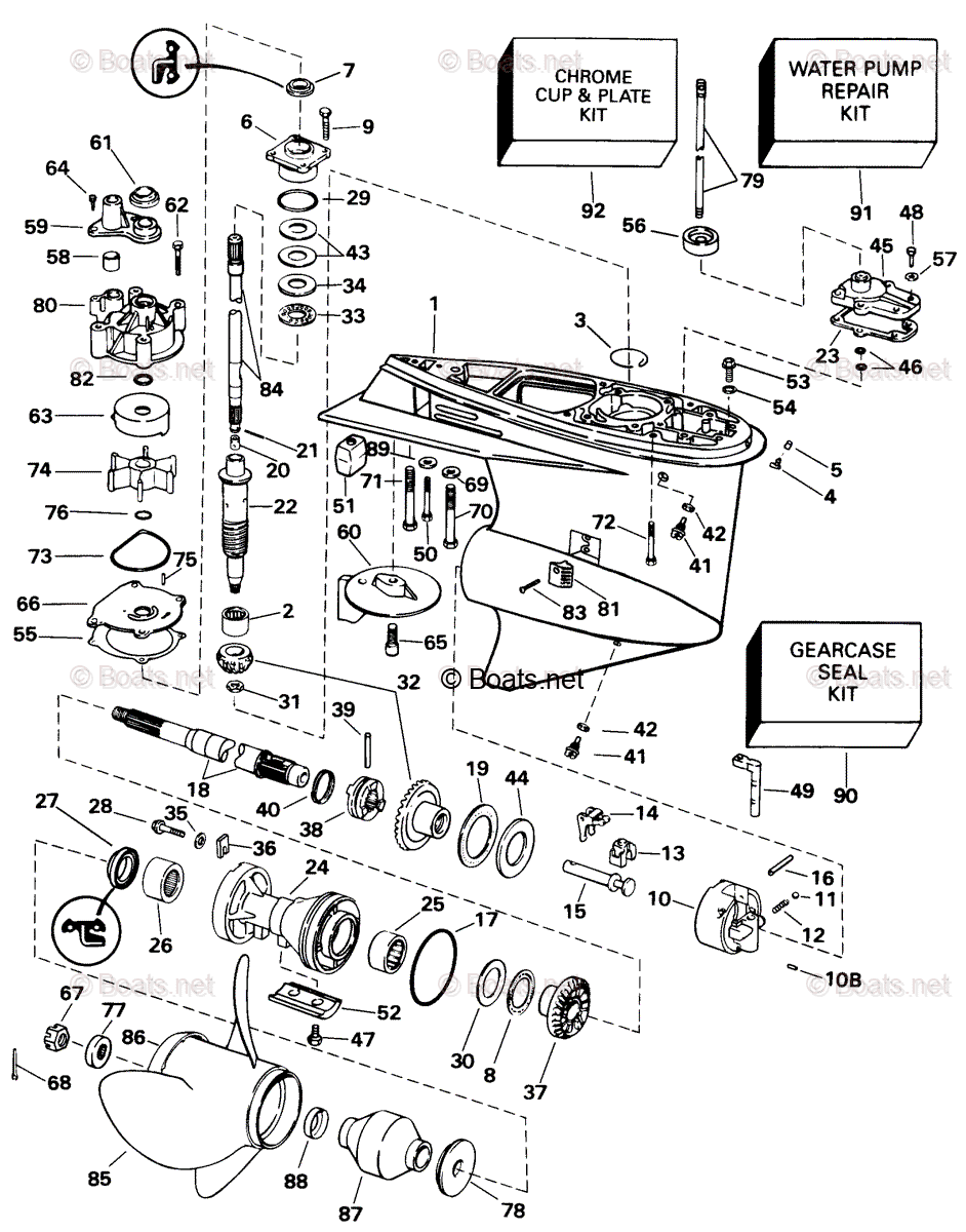 Johnson Outboard 1998 OEM Parts Diagram for GEARCASE -- 90 & 115 EL, GL ...